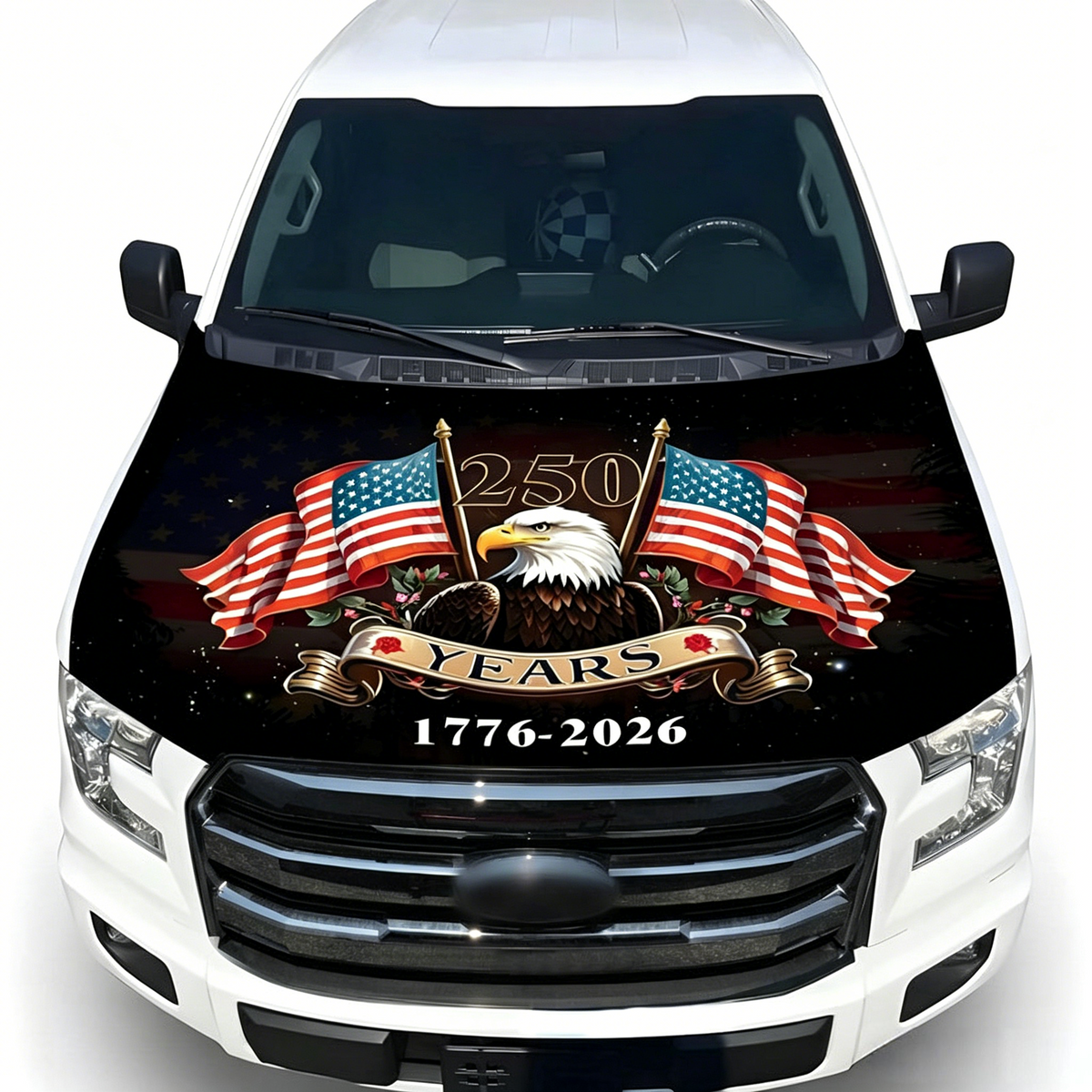 🔥65K+ Sold American Eagle Car Hood Flag Cover 🇺🇸🦅 No Glue, No Tools, Install in 1 Minute 🚗