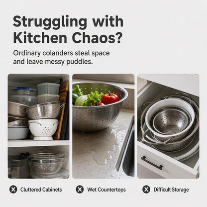 Collapsible Colanders 3-Pack Sturdy Kitchen Strainer Set