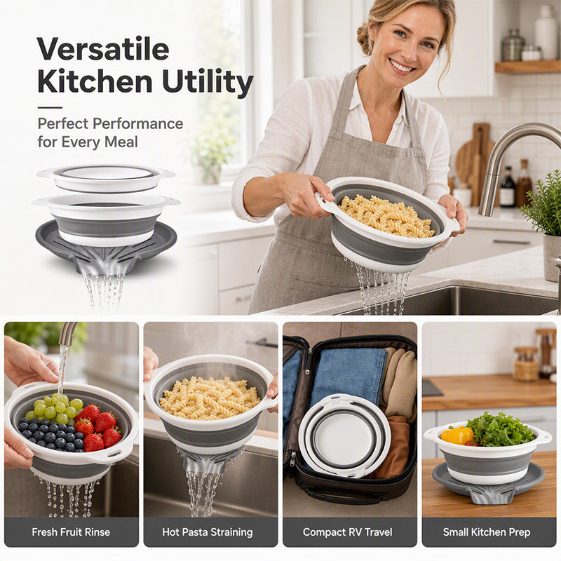 Collapsible Colanders 3-Pack Sturdy Kitchen Strainer Set