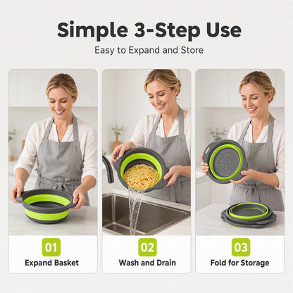 Collapsible Colanders 3-Pack Sturdy Kitchen Strainer Set