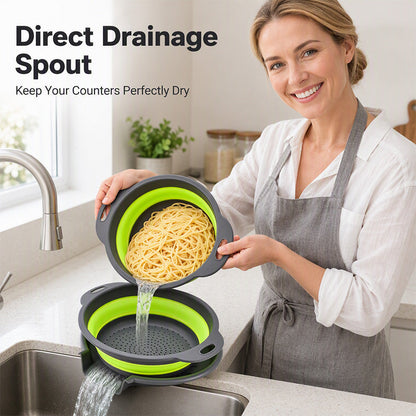 Collapsible Colanders 3-Pack Sturdy Kitchen Strainer Set